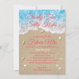 Coral Beach Waves Bridal Shower Invitation