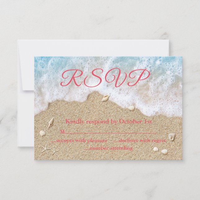 Coral Beach Waves RSVP Card (Front)