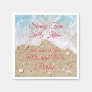 Coral Beach Waves Sandy Toes Napkin