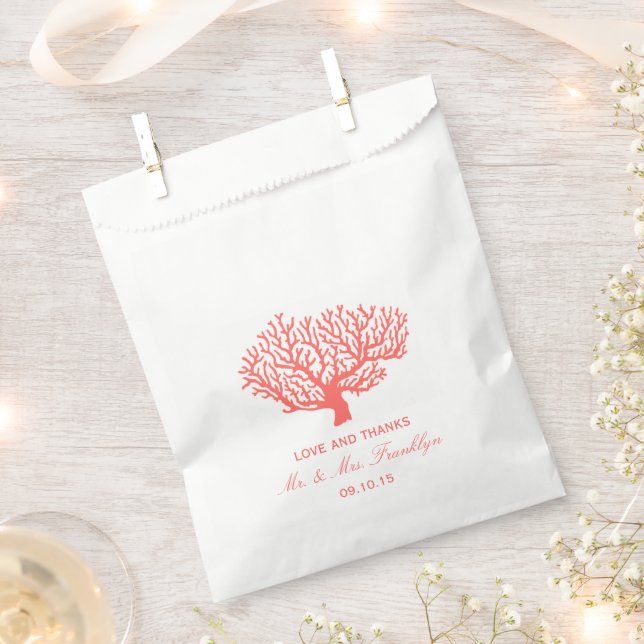Coral Beach Wedding Favour Bag (Clipped)