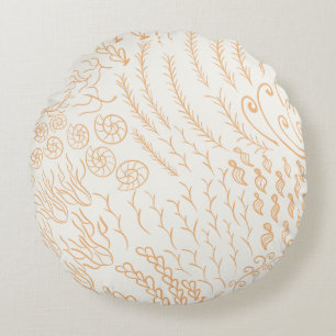 Coral Beachy Peach Round Pillow