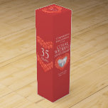 Coral beads wedding anniversary photo wine box<br><div class="desc">35th coral anniversary gift wine or spirits box. Beautiful coral beads in hearts on red coral orange with photo template 35th coral wedding anniversary wine box packaging. Customize with your own recipients name or relatives details and photo. The 35th Anniversary year is traditionally associated with coral. Currently reads Congratulations Kathy...</div>