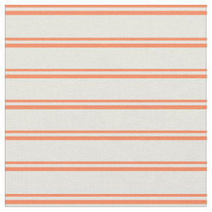 Coral & Beige Coloured Striped Pattern Fabric
