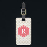 Coral & Beige Trellis | Luggage Tag<br><div class="desc">Travel in style with a custom design luggage tag! Modern and stylish tags will dress up your luggage and make it easy to quickly identity your luggage in baggage claim. Personalize this item by adding your monogram Initial and contact details. Easily customize the background colour to a shade of your...</div>