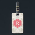 Coral & Beige Trellis | Luggage Tag<br><div class="desc">Travel in style with a custom design luggage tag! Modern and stylish tags will dress up your luggage and make it easy to quickly identity your luggage in baggage claim. Personalize this item by adding your monogram Initial and contact details. Easily customize the background colour to a shade of your...</div>