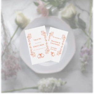 Coral Bells Scrollwork Design Wedding Place Card
