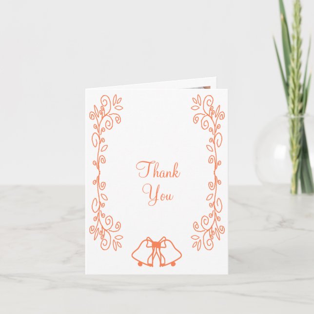 Coral Bells Scrollwork Design Wedding Thank You Card (Front)