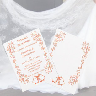 Coral Bells Scrollwork Wedding Reception Invitation