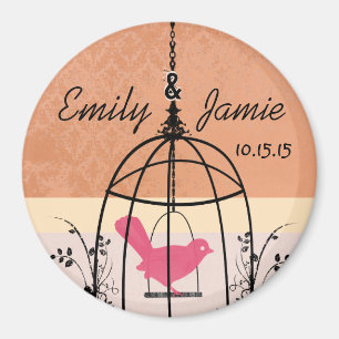 Coral Bird Cage Mariage Magnets ou Personnaliser
