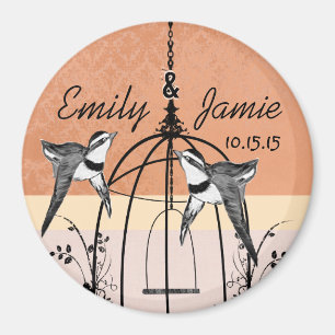 Coral Bird Cage Wedding Magnets or Customize