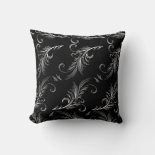 Coral/Black/ Black White  Reversible Pillow