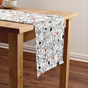 Coral Black White Circles, Dots Short Table Runner
