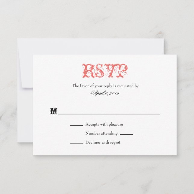 Coral Blanc Plaine Simple Mariage Cartes RSVP (Devant)