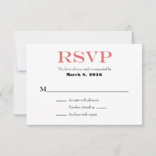 Coral Blanc Plaine Simple Mariage Cartes RSVP
