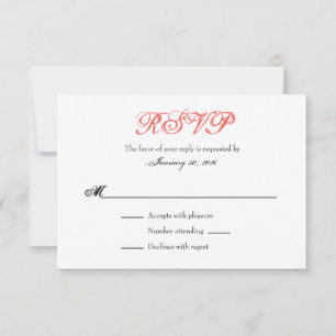 Coral Blanc Plaine Simple Mariage Cartes RSVP