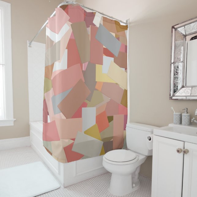 Coral Blocks shower curtain (In Situ)