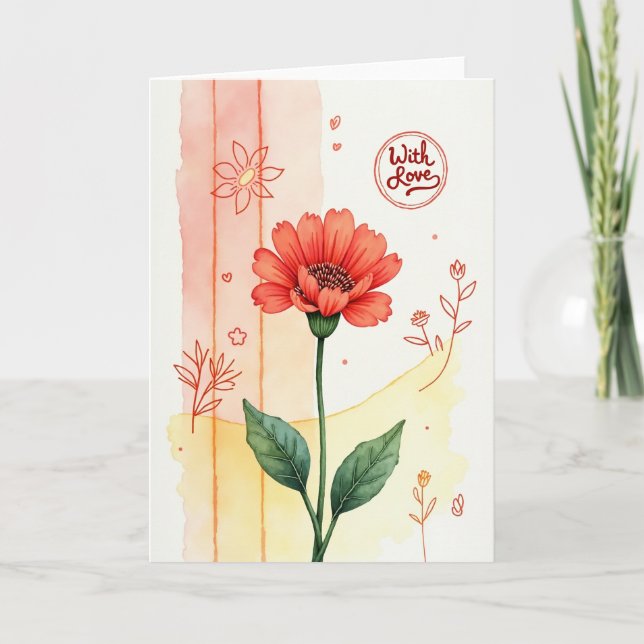 Coral Bloom Birthday Card (Front)