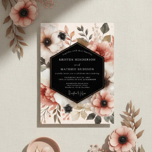 Coral Bloom Ethereal Wedding Invitation