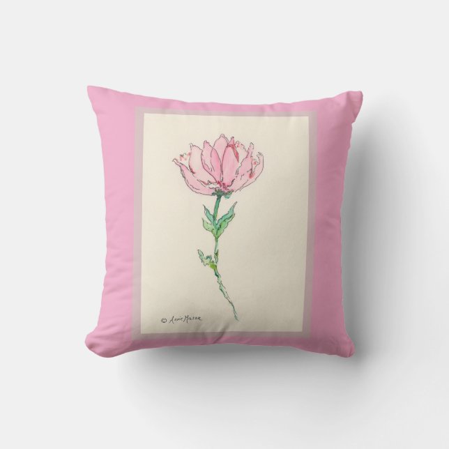 Coral Bloom Throw Pillow (Front)