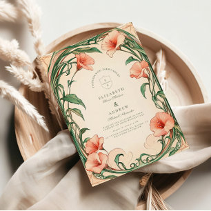 Coral Bloom wedding Invitation