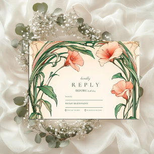 Coral Bloom wedding RSVP Card