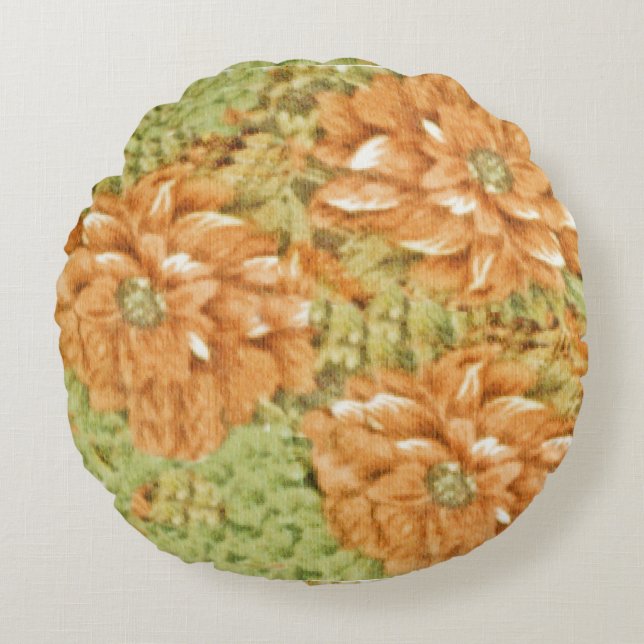 Coral Blooms Round Pillow (Front)