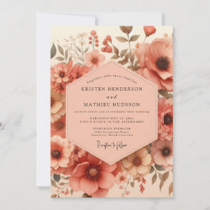 Coral Blossom Artistry Wedding Invitation