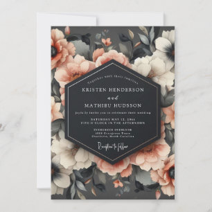 Coral Blossom Romance Wedding Invitation