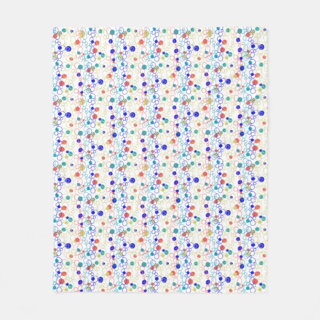 Coral Blue Aqua Lime Green Circles Dots Fleece Blanket (Front)
