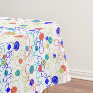 Coral Blue Aqua Lime Green Circles Dots Tablecloth