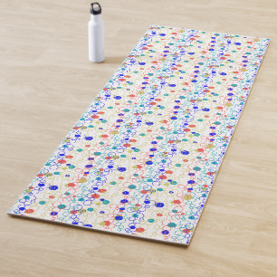 Coral Blue Aqua Lime Green Circles Dots Yoga Mat