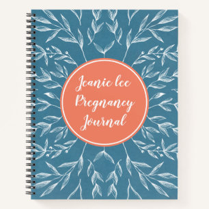 Coral & Blue Custom Pregnancy Journal