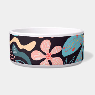 Coral Blue Floral Dark Print