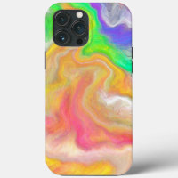 Coral, Blue, Green, Pink Abstract Fluid Art  