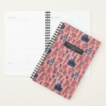 Coral Blue Pattern Planner<br><div class="desc">Pattern with illustrations of blue coral over a coral pink background. Personalize with name on front.</div>