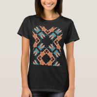 Coral Blue Rust Southwest Look Crisscross Abstract