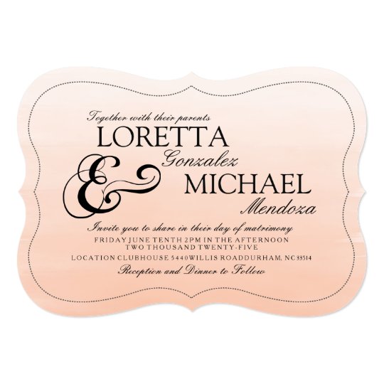 Coral Blush Bold Ampersand Wedding Invitation