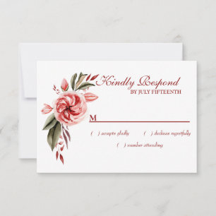 Coral & Blush Floral RSVP Card