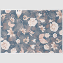 Coral Blush Pink Floral Pattern Blue