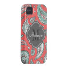 Coral Bohemian Paisley Custom Monogram