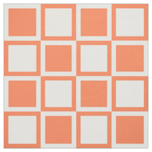 Coral Bold Mod Squares ~ large scale Fabric
