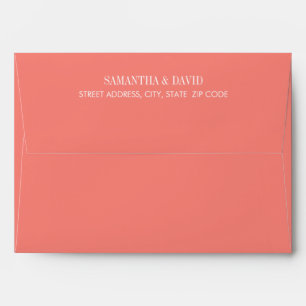 Coral Botanical magnolia flower Wedding   A7 Envelope