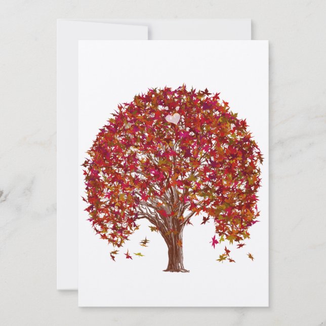 Coral Bourgogne Faire-part de mariage de l'arbre r (Devant)