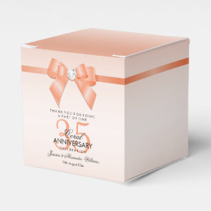 Coral Bow & Ribbon 35th Wedding Anniversary Favor Box