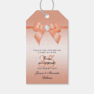 Coral Bow & Ribbon 35th Wedding Anniversary Gift Tags