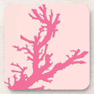 Coral branch - shades of coral pink coaster
