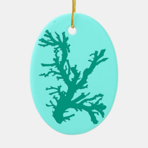 Coral Branch, Turquoise and Aqua Ceramic Ornament