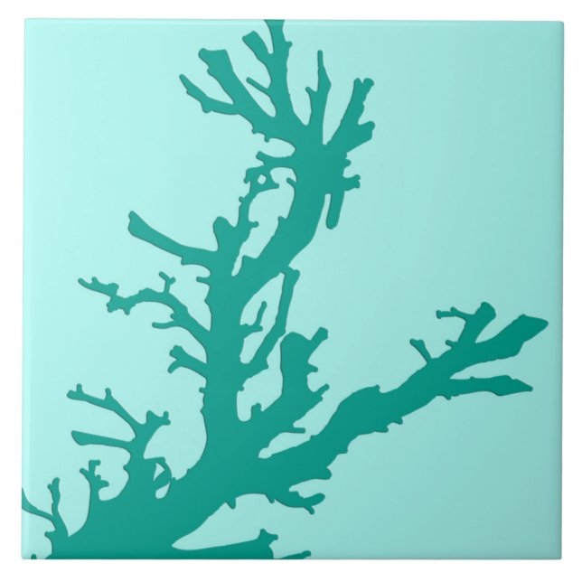 Coral branch - turquoise and aqua tile (Front)