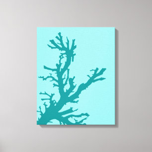 Coral Branch, Turquoise and Light Aqua Canvas Print