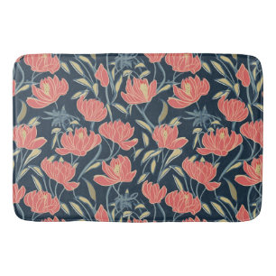 Coral Breeze Floral Bath Mat